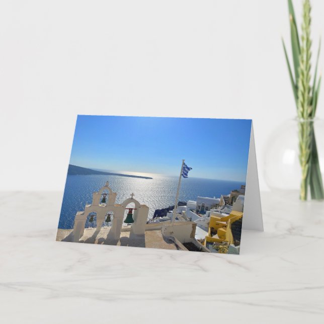 Cartão Fotografia da Grécia em torre tripla Santorini (Frente)