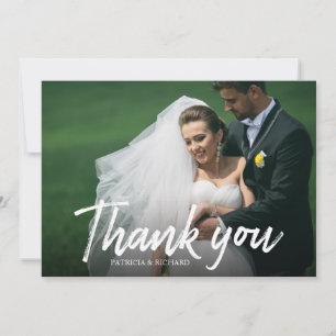 Cartão Fotografia de Agradecimento de Casamento com Calig