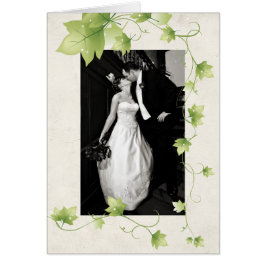 Cartão Fotografia de casamento com hera inglesa - Obrigad