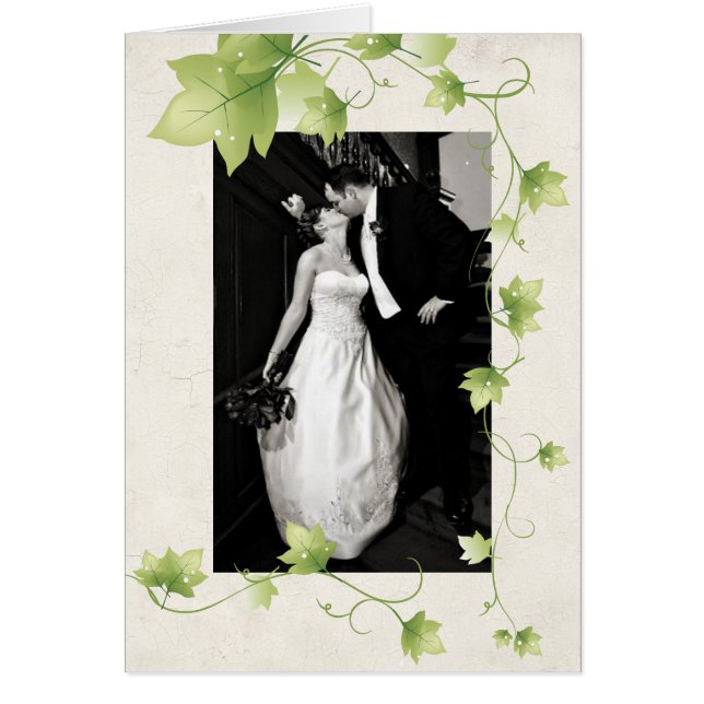 Cartão Fotografia de casamento com hera inglesa - Obrigad (Frente)