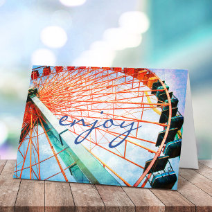 Cartão Fotografia de Ferris Roda Aproveite o Script Bold 