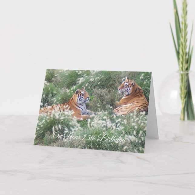 Cartão Fotografia de Wildlife Tigers Personalizado 75º An (Frente)