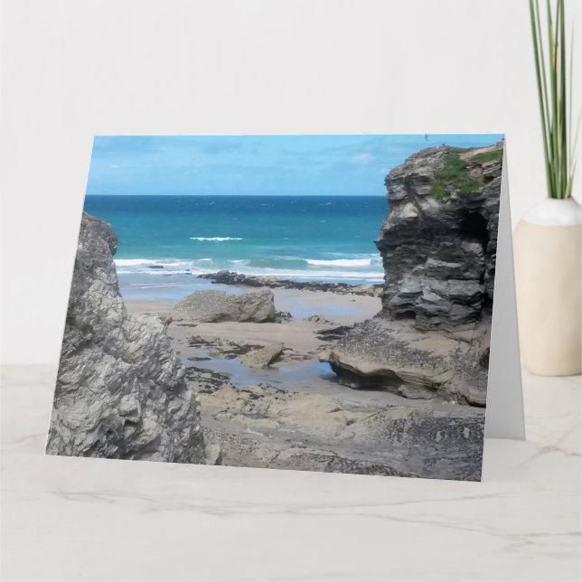 Cartão Fotografia do Porth Beach Newquay Cornwall (Frente)