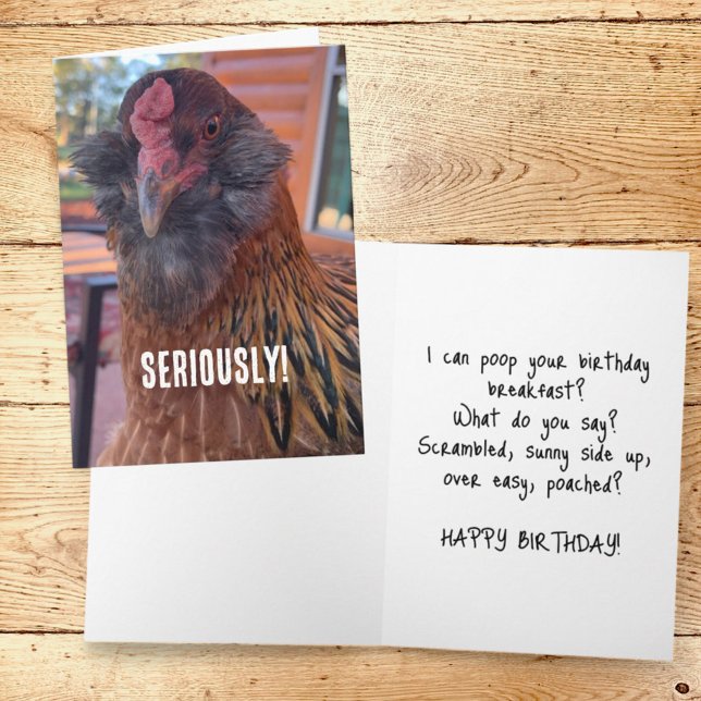 Cartão Fotografia em Close-Up de Cabeça de Frango Engraça (humorous chicken template greeting card cover and inside)