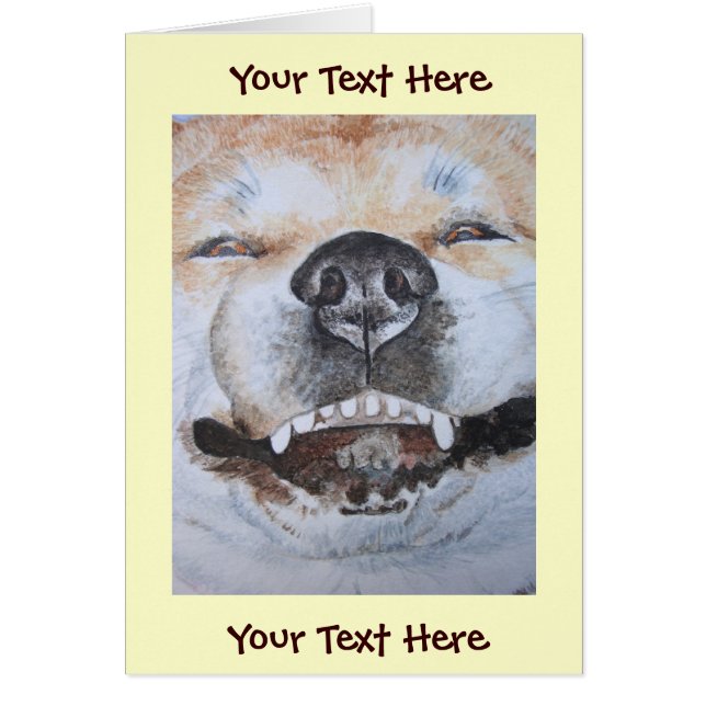 Cartão fotografia engraçada de um cachorro fofo sorrident (Frente)