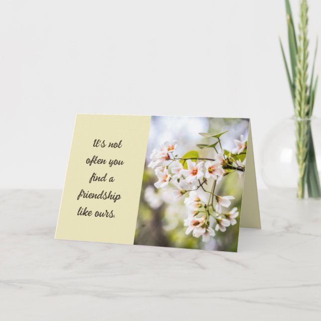 Cartão Fotografia Floral Longa Tipografia de Amizade (Frente)