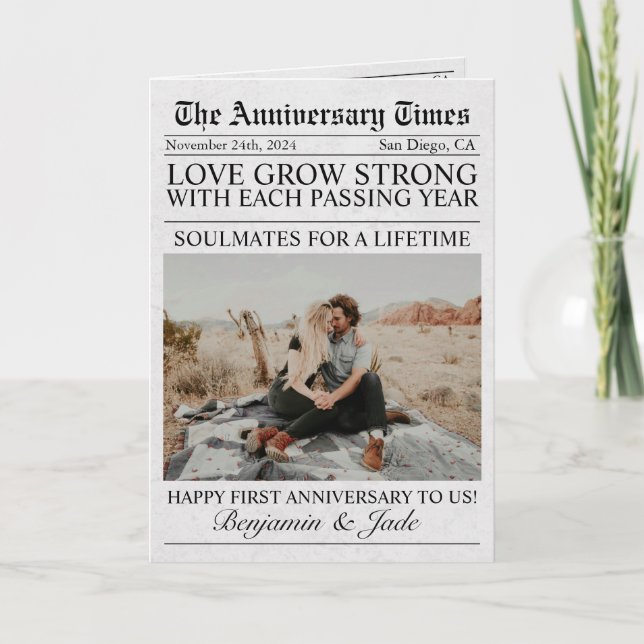 Cartão Fotografia Única de Diversão para Aniversário de C (Frente)