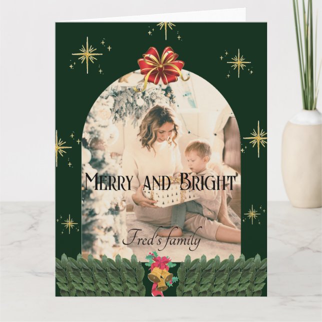 Cartão Fotografias do Green Foliage arch sazons feliz nat (Frente)