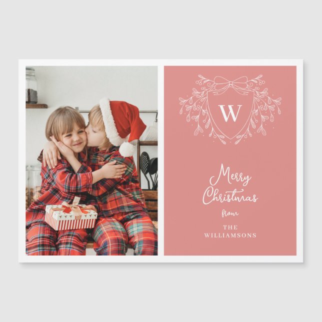 Cartão fotomagnético branco cor-de-rosa moderno (Frente)