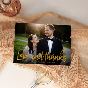Cartão Fotos de Agradecimento de Casamento com Amor e Gra