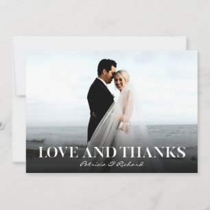 Cartão Fotos de Agradecimento de Casamento Simples Amor e