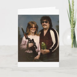 Cartão Fotos de família inábeis - casal com papagaio!