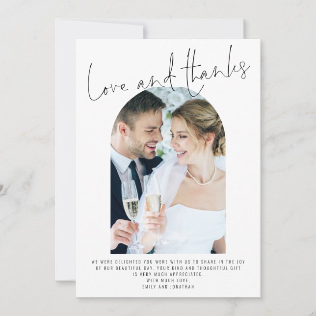 Cartão Fotos do Arco Moderno 2 Amor Casado e Obrigados (Frente)