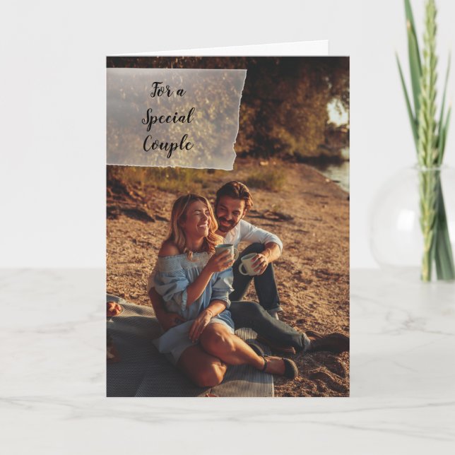 Cartão Fotos Personalizadas de Casamento Parabéns Persona (Frente)