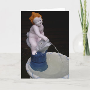 Cartão "Fountain Statue Flowing Water" Birthday Card