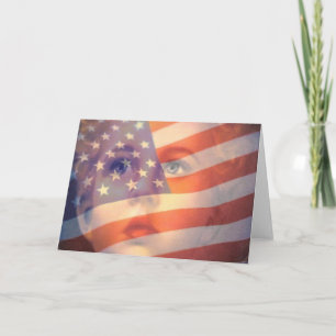 Cartão Fourth 4th of July Greeting Card Flag and Child
