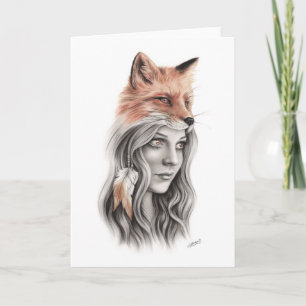 Cartão Fox and the girl Spiritual Greeting Card