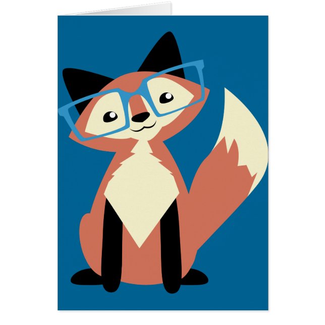 Cartão Fox bonito dos vidros do hipster (Frente)