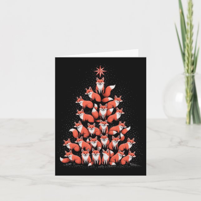 Cartão Fox Christmas Tree Fox Xmas Tree Women &amp; Boys (Frente)