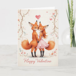 Cartão Fox Couple Valentine Cute Woodland Valentines 