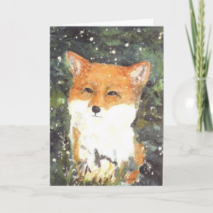 Cartão Fox Snow Winter Christmas Maureen Girard