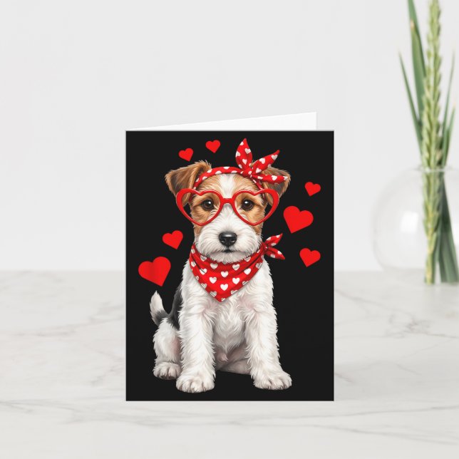 Cartão Fox Terrier Valentines Day Wirehaired Dog Lover He (Frente)