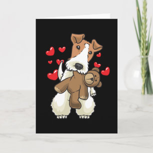 Cartão Fox Terrier Wirehaired Dog with Stuffed Animal