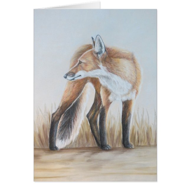 Cartão Fox vermelho que olha para trás (Frente)