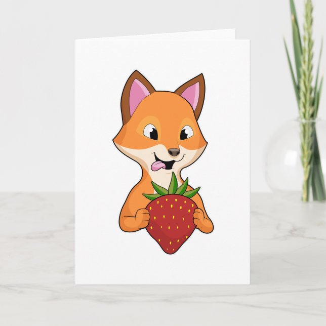 Cartão Fox with Strawberry (Frente)
