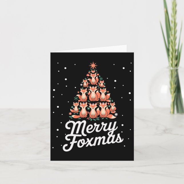 Cartão Fox Xmas Tree Foxes Feliz de Árvore de Natal Foxma (Frente)