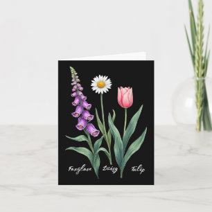 Cartão Foxglove Daisy Tulip Flower Design Floral Girl Mãe