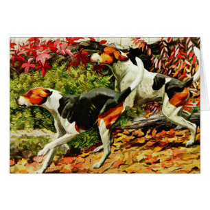 Cartão Foxhounds (Inglês&Americano) em madeira do outono