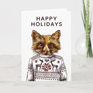 Cartão Foxy Dressed Fox   Adicione seu Texto
