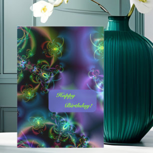 Cartão Fractal Butterflies Happy Birthday