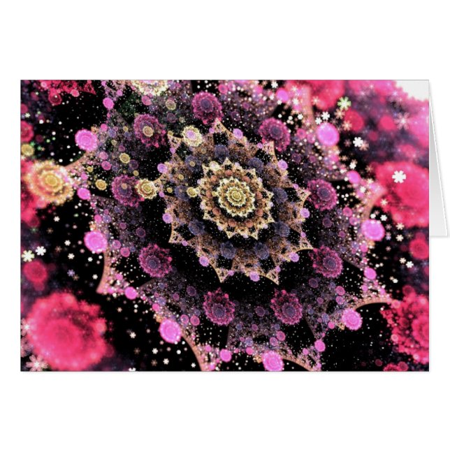 Cartão Fractal Cósmico Rosa (Frente Horizontal)