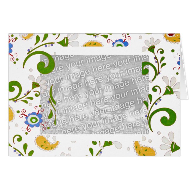 Cartão Fractal das flores - personalize (Frente Horizontal)