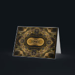 Cartão Fractal de Fabergé<br><div class="desc">Este teste padrão intrincado dos círculos e do laço como desing lembrados me do trabalho do filligre de um ovo de Fabergé com seus ouro e jóias.</div>