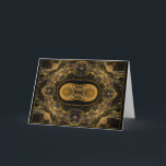 Cartão Fractal de Fabergé<br><div class="desc">Este teste padrão intrincado dos círculos e do laço como desing lembrados me do trabalho do filligre de um ovo de Fabergé com seus ouro e jóias.</div>