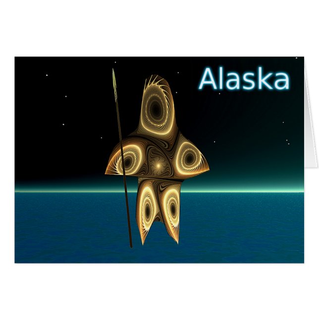 Cartão Fractal Inuit Hunter (Frente Horizontal)