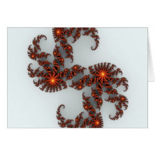 Cartão Fractal Laranja Sunburst