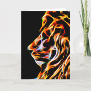 Cartão Fractal Lion Birthday Greeting Card