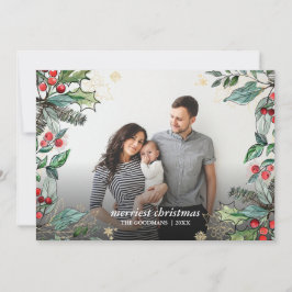 Cartão Framboetas de Natal Quadro de Foto Completa Férias