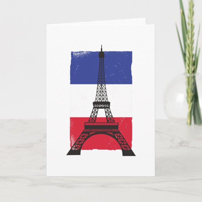 Cartão França Paris Bandeira francesa (Frente)