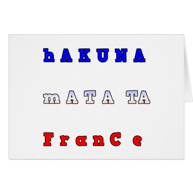 Cartão fRANCE HAKUNA MATATA AZUL VERMELHO CORES BRANCAS D (Frente Horizontal)