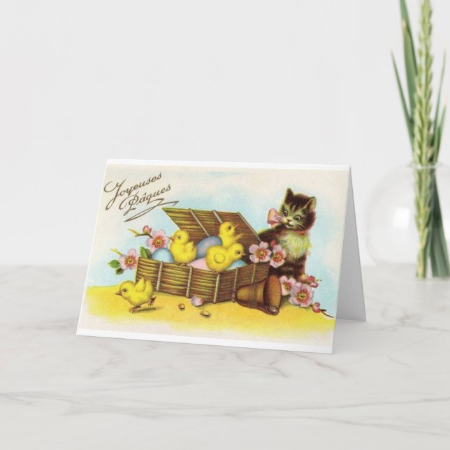 Cartão francês de Joyeuses Pâques da páscoa do (Frente)