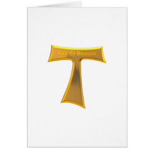 Cartão Franciscan Tau Cross Pax Et Bonum Dourado Metálic