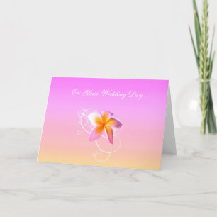 Cartão Frangipani Beach / Island Wedding Greeting Card
