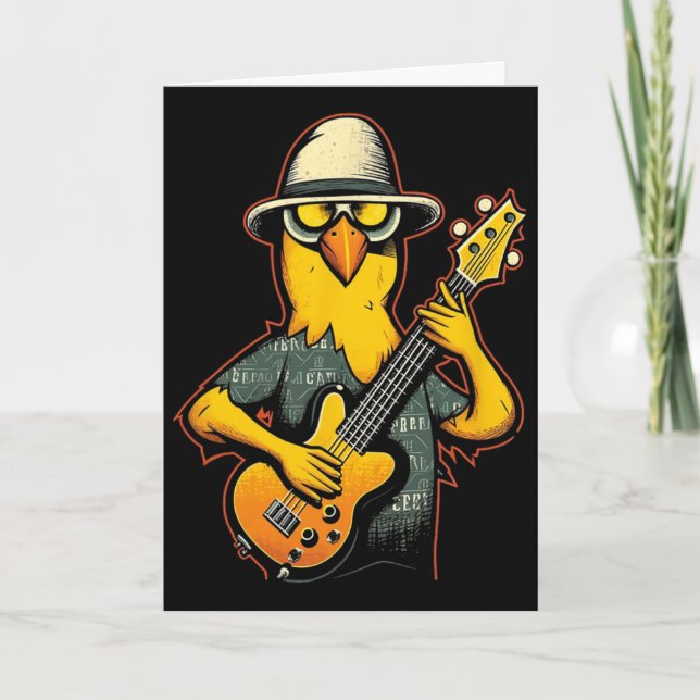 Cartão Frango de Borracha Tocando B Guitarra Bist Elétric (Frente)
