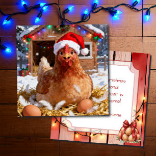 Cartão Frango Festivo e Piada de Natal Divertido