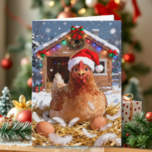 Cartão Frango Festivo e Piadas de Natal   Divertido